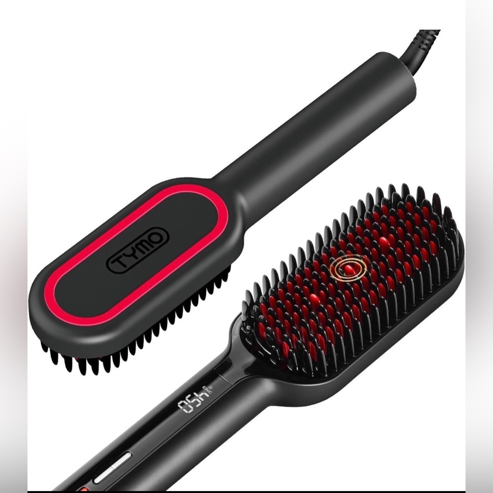 TYMO Upgraded Hair Straightener Brush - Ionic Plus Straightening Brush with Dens